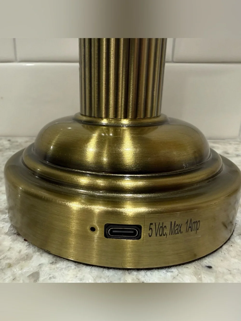 Hearth & Hand 11.5” Fluted Metal Rechargeable Brass Table Lamp - 3 Light Level